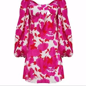 Pink balloon sleeve dress